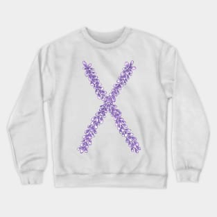 Lavender Letter X Hand Drawn in Watercolor and Ink Crewneck Sweatshirt